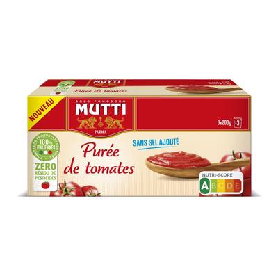 Mutti Purée de Tomates Passata Zéro Résidus de Pesticides en brique, 3x200g