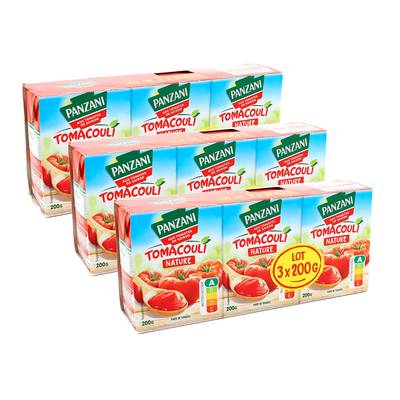 Panzani Purée de Tomates Nature Tomacouli en brique, Lot de 3x3x200g