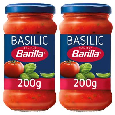 Barilla Sauce Tomates Basilic en bocal, Lot de 2x200g