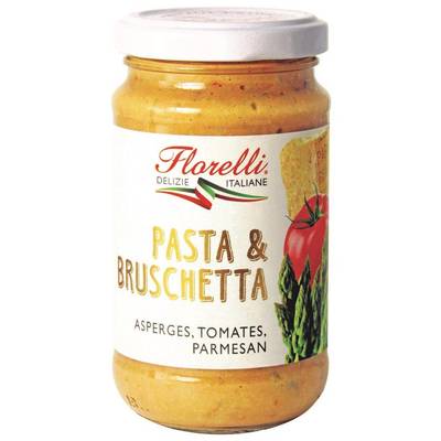 Florelli Sauce Asperges Tomates et Parmesan - Pasta et Bruschetta en bocal, 190g