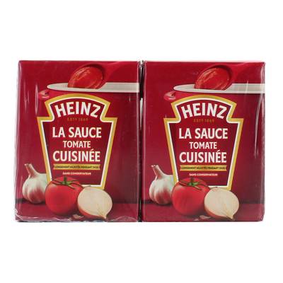 Heinz Sauce tomate Cuisinée Ail et Oignon en brique, 2x210g