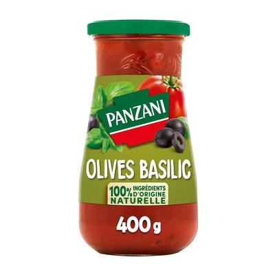 Panzani Sauce olive et basilic aux tomates fraîches en bocal, 400g
