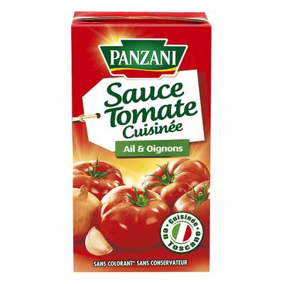 Panzani Sauce tomate cuisinée Ail et oignons en brique, 500g