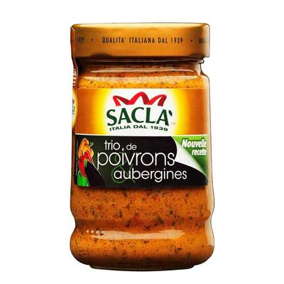 Sacla Sauce Trio de Poivrons et Aubergines en bocal, 190g