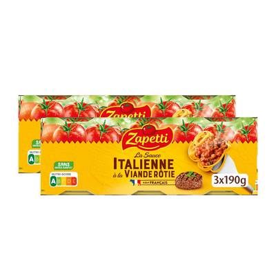 Zapetti Sauce italienne à la viande rôtie en conserve, Lot de 2x3x190g