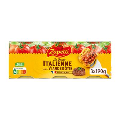 Zapetti Sauce italienne à la viande rôtie en conserve, 3x190g