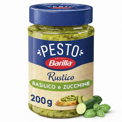 Barilla Sauce Pesto Rustico Basilic et Courgettes en bocal, 200g