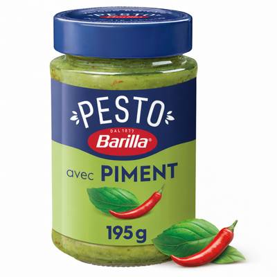 Barilla Sauce Pesto Basilic et Piment en bocal, 195g