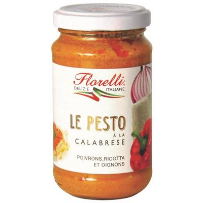 Florelli Sauce Pesto à la Calabrese - Poivrons, Ricotta et Oignons en bocal, 190g
