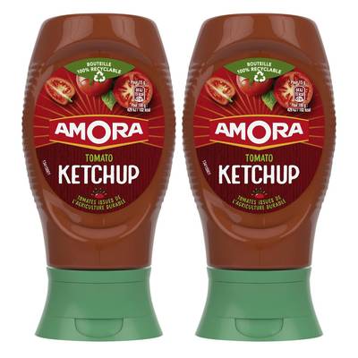 Amora Tomato Ketchup en Flacon Souple Squeeze Top Down, Lot de 2x280g