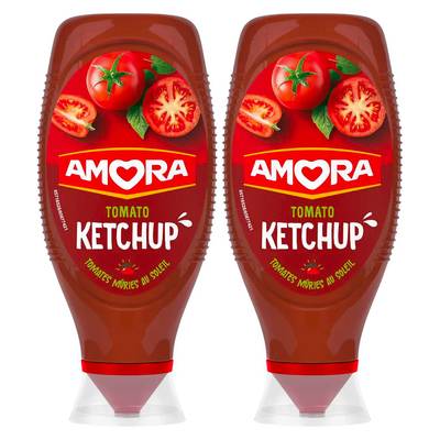 Amora Tomato Ketchup en Flacon Souple Squeeze Top Down, Lot de 2x850g