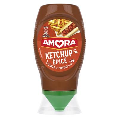 Amora Ketchup Epicé en Flacon Souple Squeeze Top Down, 275g