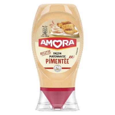 Amora Mayonnaise spicy pimentée en Flacon Souple Squeeze Top Down, 253g