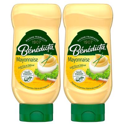 Bénédicta Mayonnaise en Flacon Souple Squeeze Top Down, Lot de 2x400g