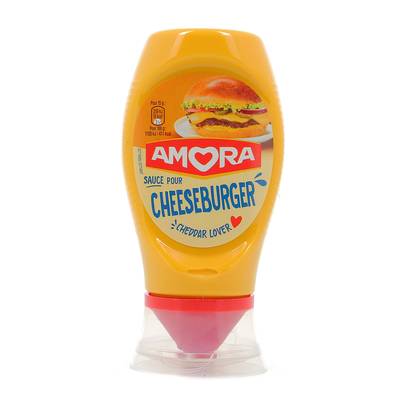 Amora Sauce pour Cheeseburger au Cheddar en flacon souple Squeeze Top Down, 250g