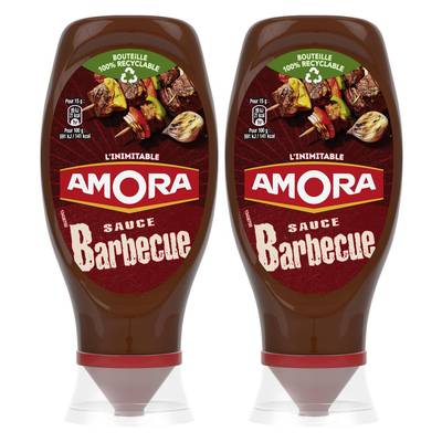 Amora Sauce Barbecue en flacon souple Squeeze Top Down, Lot de 2x490g