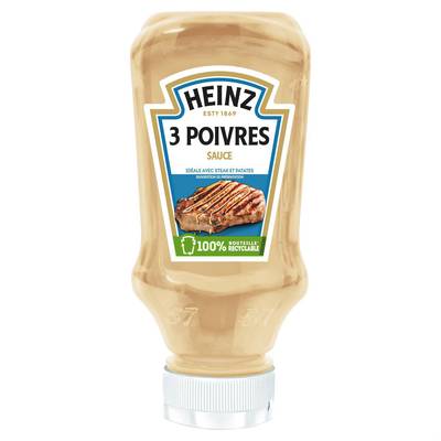 Heinz Sauce aux 3 poivres en flacon souple Squeeze Top Down, 220g
