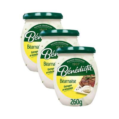 Bénédicta Sauce Béarnaise à l'estragon et aux échalotes en bocal, Lot de 3x260g