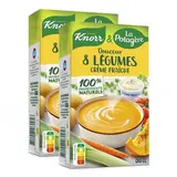 Knorr & La Potagère Douceur de 8 légumes à la crème fraîche Soupe liquide en brique pour 2, Lot de 2x50cl