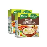Knorr & La Potagère Soupe Poule Vermicelles aux petits légumes et morceaux de volaille Soupe liquide en brique individuelle, Lot de 2x30cl