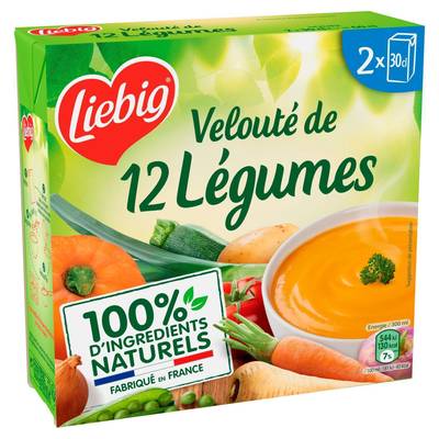 Liebig Velouté de 12 Légumes au fromage frais Soupe liquide en brique individuelle, 2x30cl