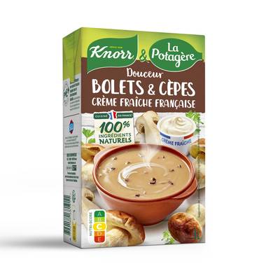 Knorr & La Potagère Douceur de Champignons- Bolets, Cèpes et crème Fraîche Soupe liquide en brique familiale, 1L