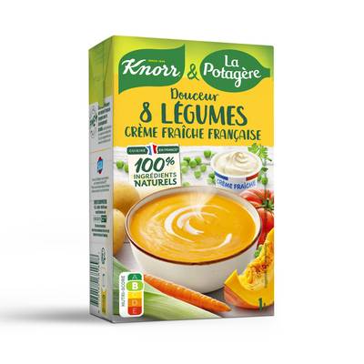 Knorr & La Potagère Douceur de 8 Légumes à la Crème Fraîche Soupe liquide en brique familiale, 1L