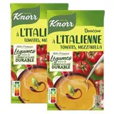 Knorr & La Potagère Soupe Douceur à l'italienne tomates, mozzarella - Soupe liquide en brique familiale, Lot de 2x1L
