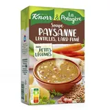 Knorr & La Potagère Soupe Paysanne- Lentilles, Lard fumé aux petits légumes Soupe liquide en brique familiale, 1L
