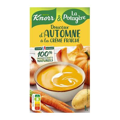 Knorr & La Potagère Soupe Douceur d'Automne à la crème fraîche Soupe liquide en brique familiale, 1L