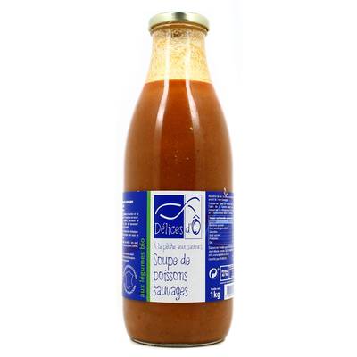 Délice d'Ô Soupe de poissons sauvages aux légumes bio en bouteille, 1L