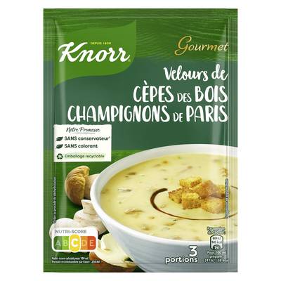 Knorr Soupe Velours de Cèpes des Bois et Champignons de Paris déshydratée en sachet pour 3, 91g