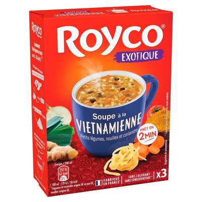 Royco Soupe à la vietnamienne - Petits légumes, nouilles et coriandre  instantanée en sachet individuel, 48g