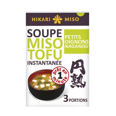 Hikari Miso Soupe Miso Tofu Petits Oignons Naganegi en sachet individuel, 3x19,3g