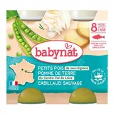 Babybio Petits pois, pommes de terre et cabillaud Bio pots Bébé Dès 8 mois, 2x200g