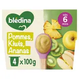 Blédina Pommes, Kiwis, Ananas Coupelle Bébé Dès 8 mois, 4x100g