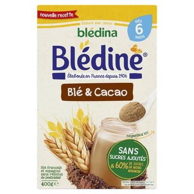 Blédina - Blédine Céréales Saveur Blé et Cacao Bébé Dès 6 mois, 400g