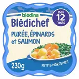 Blédina - Blédi'chef Purée Onctueuse Epinard et Saumon du Pacifique Assiette Bébé Dès 12 mois, 230g