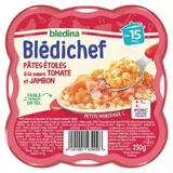 Blédina - Blédi'chef Pâtes Étoiles à la Sauce Tomate et Jambon Assiette Bébé Dès 15 mois, 250g