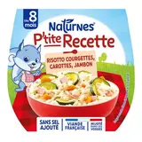 Naturnes® - P'tite Recette Risotto Courgettes Carottes Jambon Bol Bébé Dès 8 mois, 2x200g
