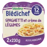 Blédina - Blédi'chef Petits Spaghetti et Crème de Légumes Assiette Bébé Dès 12 mois, 2x230g