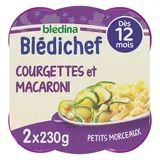 Blédina - Blédi'chef Fondue de Courgettes et Petit Macaroni Assiette Bébé Dès 12 mois, 2x230g