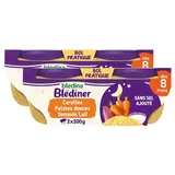 Blédina - Blédîner Duo de Carottes, Patates Douces et Semoule Bol Bébé Dès 8 mois, Lot de 2 - 2x200g
