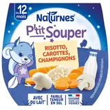 Naturnes® - P'tit Souper Risotto Carottes Champignons Bol Bébé Dès 12 mois, 2x200g