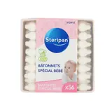 Steripan Cotons-tiges Bio Spécial Bébé, 56 cotons-tiges