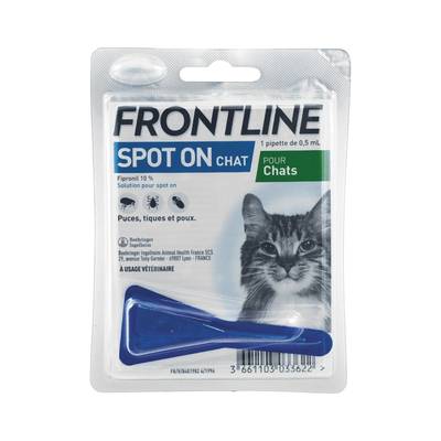 Frontline Pipette anti-tiques et anti-puces Spot On pour chat, 1 pièce