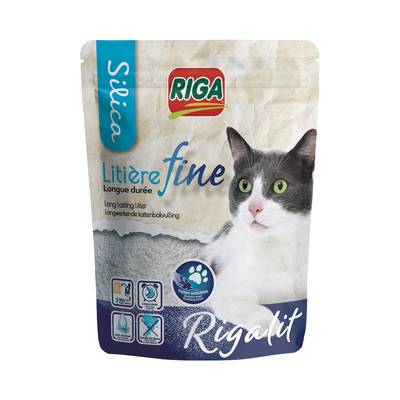 Riga Rigalit Litière Silice Agglomérante Fine pour chat 1,6kg, 4L