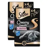 Sheba - Creamy Snacks Snack Saumon MSC Friandise pour Chat Adulte, Lot de 2 - 4x12g