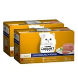Purina - Gourmet Gold Boites Mousseline Thon, Foie, Dinde, Bœuf pour chat, Lot de 2 - 4x85g