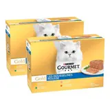 Purina - Gourmet Gold Boites Mousseline Poulet, Saumon, Rognons, Lapin pour chat, Lot de 2 - 12x85g
